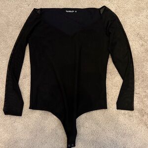 Abercrombie & Fitch Soft Black Mesh Sleeve Bodysuit